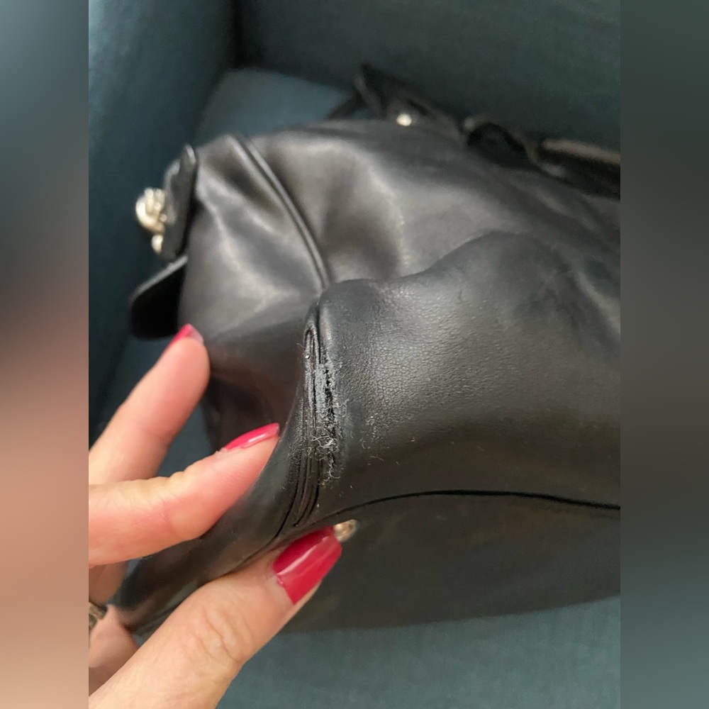 Coach Black Leather Handbag Satchel Silver Hardware - Picture 7 of 16